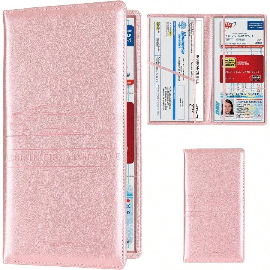 Car Registration And Insurance Card Holder Vehicle License Document Glove Box Compartment Organizer Interior Car Accessories For Women Men Teens Rose Goldcar Acessesories, Car, Car Acessesories Women, Car Stuff, Car Decor, Car Accesssories, Stocking Stuffers, Car Accessories For Women, Christmas - 玫瑰金色 - 查看 1