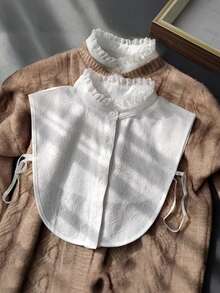 1pc Women's White Lace Trim Detachable & Adjustable Faux Collar, Suitable To Pair With Sweaters, Dresses And Other Garments