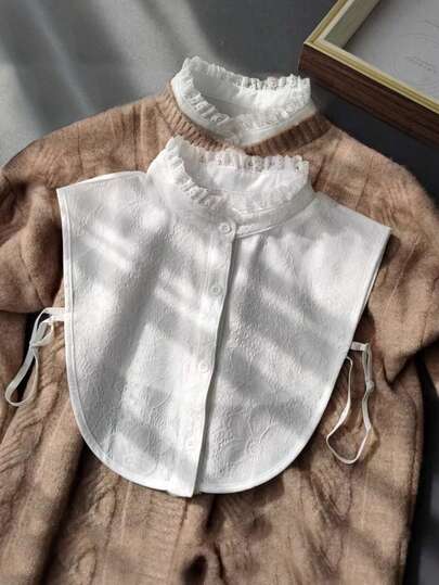 1pc Women's White Lace Trim Detachable & Adjustable Faux Collar, Suitable To Pair With Sweaters, Dresses And Other Garments