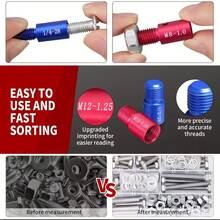 1 pieza Calibrador de rosca y tuerca de metal duradero, herramienta de medición desmontable para espacios reducidos para inspeccionar pernos y agujeros roscados