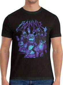 Camiseta vintage y divertida para parejas, camiseta de hombre 100% cuello redondo con gráfico geométrico F-Fnaf, ajuste regular de manga corta, impresión de transferencia de calor digital, 180Gsm comodidad para todas las estaciones, lavable a máquina - negra, camiseta para todas las estaciones|Perfecto para hombres, fiesta, playa, salir, festivo, adulto, deportivo, minimalista, ajuste holgado, alta elasticidad, cuello redondo, detalles de apliques, impresión digital, tela de 180Gsm, comodidad para todas las estaciones, lavable a máquina, ropa casual| Camiseta gráfica divertida| - Negro - Ver 2