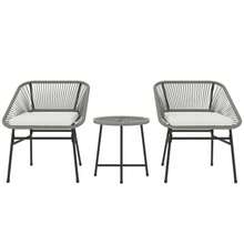 Outsunny Poly Rattan Garden Furniture Set, 3 Piece Set With 2 Chairs, Side Table And Cushions, For Patio And Balcony, Dark Grey. - Dark Grey - View 1