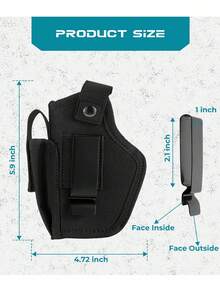 9mm, 380, 45ACP Pistol Holster, IWB/OWB Concealed Carry Holster With Magazine Pouch, Unisex, Fits Left Or Right Hand, Compatible With S&W, M&P, Sig And Other Models - Multicolor - View 5