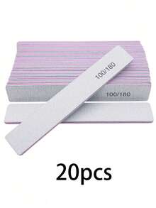 25pcs Professional Nail Files, 180/100 Grit Natural Nail Files, Double-Sided Washable Fine Textured Nail Files, Suitable For Home And Salon Use - Multicolor - View 7