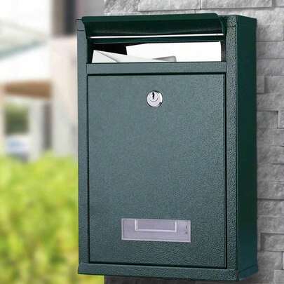 Bakaji Cassetta Postale da Parete in Acciaio Inox Buca Lettere per Posta da Esterno con Chiusura a Chiave (Verde)