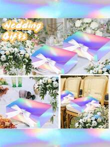 10个装 - 带盖炫彩礼盒，伴郎求婚礼盒，豪华炫彩礼盒（含丝带），适用于婚礼礼盒、生日礼盒、派对礼盒、圣诞礼盒、伴娘礼盒、毕业礼物、情人节礼盒