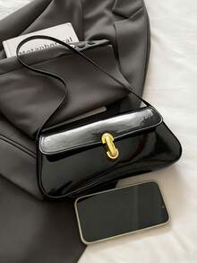 Vintage Faux Oiled Leather Flap Over Underarm Shoulder Bag For Women, Glossy Waxed-Finish PU Leather Shoulder Purse With Premium Hardware, Retro-Inspired Crossbody For Daily Commute,Outing, Party, Date Nights And Shopping, Quality Metal Accents Bag Fits Phone And Wallet In Burgundy, Black And Coffee Brown,Perfect Thanksgiving & Christmas Gift[US Local Warehouse] - 彩色 - 查看 9