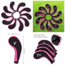 10pcs Club Cover, Neoprene Waterproof Club Iron Covers Putter Set Protector Case Accessory - Rosado - Ver 1