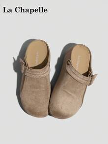 1 Pair La Chapelle Women's Casual Shoes, Soft Sole, Warm, Low-Top Sneakers, Flat Outdoor Commuter Shoes, Round Toe, Low Heel, Solid Color, Elegant Soft Bottom, Suitable For Students, Graduation Photos, Flat Leather Warm Shoes