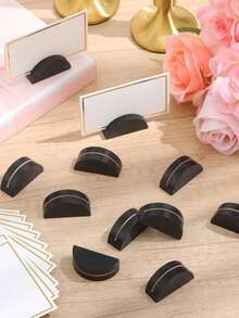 1/2/5/10pcs Set Semicircle Wooden Table Number Holder, Elegant Wooden Table Number Plate Stand, Suitable For Wedding, Beach Party, Birthday, Garden Event, Restaurant And More, Durable And Stylish Table Decor