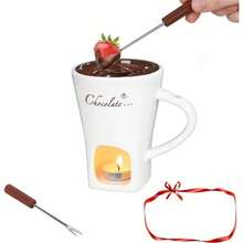 巧克力火锅杯配叉，甜美陶瓷个人巧克力融化杯。巧克力火锅杯礼品。生日约会礼物。生日结婚礼物。红色，浪漫甜点，个性化礼物，优雅马克杯，陶瓷设计，耐用陶瓷，融化杯，生日礼物。 - 彩色 - 查看 5
