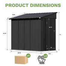Flamaker 8x4 FT Outdoor Storage Shed, Lean To Storage Shed, Garden Tool Metal StorageHouse With Lockable Door, 2 Air Vents And Sloped Roof For Backyard, Patio, Lawn, Black - màu đen - Xem 2