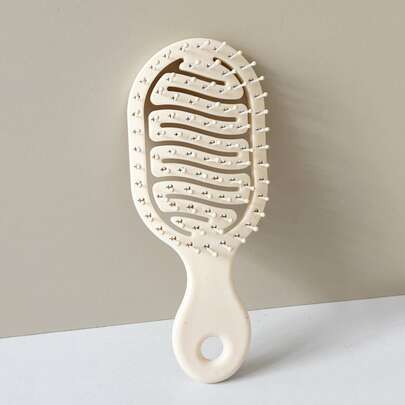 1pc Mini Size White Hollow Design Comb, Dual-Use Portable Comb, Essential Travel Item For Women In Summer (With Hole For Hanging)