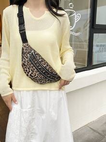 Leopard Print Women's Casual Everyday Zipper Fanny Pack - Multicolor - View 5