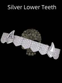 AINTTBY 1 pieza/2 piezas Dientes Grillz de cobre chapado en oro brillante estilo hip hop callejero personalizado, colmillos de vampiro para uso diario, Halloween y fiestas, unisex