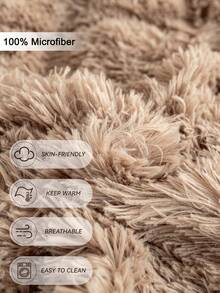 3pcs Solid Color Fluffy Comforter Set, Includes 1pc Plush Comforter Cover And 2pcs Pillow Shams, Suitable For Bedroom, Guest Room, Sizes: Super King, King, Queen, Twin, Christmas Gift - Earthy - View 5