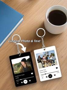 1pc Customized Photo & Song Title Acrylic Keychain, Fashionable Design, Suitable For Music Lovers, Anniversary, Birthday, Wedding, Personalized Gift, High-Quality Accessory - Multicolor - View 1