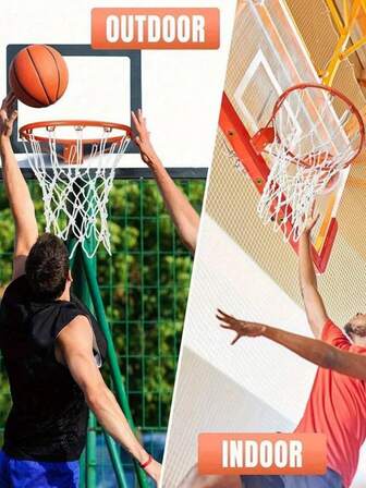 1 st väggmonterad basketkorg, standardstorlek, hållbar järnstruktur, robust basketnät, lämplig för män och kvinnor, kan användas för inomhus-/utomhusspel, utomhussport- och fitnessutrustning, perfekt för helgdagar