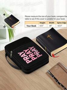 Inspirational Bible Bag,With Letters Pink Pray Printed On It,Bible Cover, Bible Holder, Hand-Held Storage Bag, Standard Size Bible Bag With Zipper And Pocket, Used For Bible Learning, Bible Cover, Letter Bible Box, Hand-Held Bible Bag,Multiple Pockets For Phone, Earphones & Essentials,Suitable For Men And Women,Ideal For Bible Study & Special Occasions(Black) (Zipper Position Randomly)