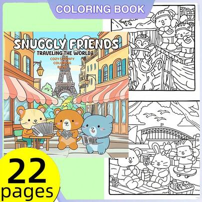 [NY SNUGGLY FRIENOS målarbok] 1 st original målarbok, 22 sidor enkelsidig utskrift, tydliga linjer och utsökta mönster, perfekt för avkoppling | Perfekt present till nyår, alla hjärtans dag, jul, födelsedagar, skollov, perfekt för vuxna, tonåringar och barn