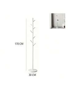 1pc Marble Texture Coat Rack, Simple Freestanding Clothes Hanger, Movable Bedroom Minimalist Modern Hanging Bag & Garment Rack, Home Use - White - View 5