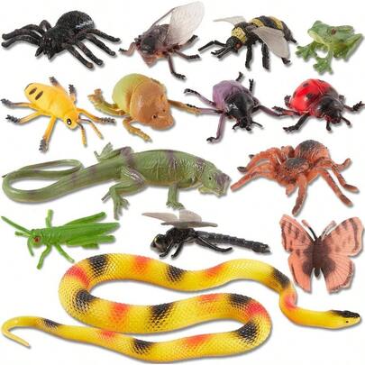 Juego de Figuras de Insectos realistas, Figuras de Animales de Reptil, Animales Surtidos, Abeja, Mariposa, Serpiente, araa, Regalo para nios 3, 4, 5, 6, aos