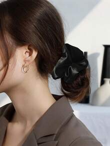 1/6/12pcs Silky Hair Scrunchies, Satin Hair Ties, Black Hair Scrunchies Set, Ponytail Hair Ties, Silk Hair Bands, Hair Elastics - Black - View 7