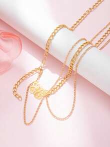 1件金色性感蝴蝶吊坠腰链/身体链，适合女性，圣诞礼物 - 金黃色 - 查看 3