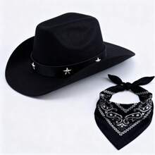 Babykostüm im Western-Cowboy-Stil - stilvoller brauner Ledercowboyhut + retrobedrucktes Lätzchen, süßer Kinderfotorequisit, unisex für Baby Jungen und -mädchen, Neugeborenen-Modeoutfit, -tauglich, Baby-Shower/Geburtstags-Geschenk, Baby-Fotorequisit