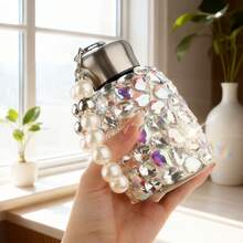 300ml Portable Shiny Thermal Water Bottle Stainless Steel Crystal Diamond Coffee Cup Car Vacuum Thermal Cup