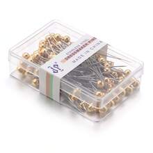 100 piezas/Caja Alfileres de posicionamiento de cabeza de perla de acero inoxidable hechos a mano, juego de alfileres de costura para ropa, bolsos, joyería, manualidades y accesorios DIY - Pines en caja - Ver 18