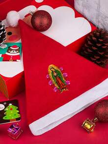 Our Lady Virgen De Guadalupe Santa Hat Confortable Velvet Red Christmas Hat For Christmas Party Favors Fit For Adults And Kids - Red and White - View 5