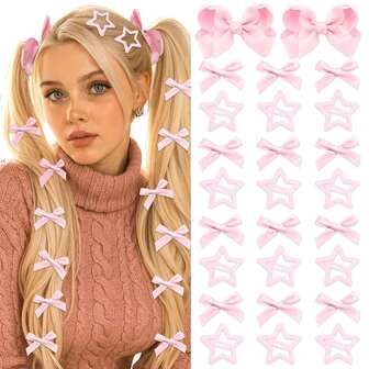 26Pcs/Set Women Y2K Hair Bow Grosgrain Star Clips Cute Ribbon Bow Hairpins Mini Bowknot Barrette Alligator Clips Festival Hair Accessories For Women Decor Party, Claw Clips, Hair Slide, Hair Barrettes