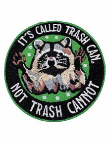 1pc A Charming "IT'S CALLED TRASH CAN. NOT TRASH CANNOT" Funny Raccoon Embroidered Patch, A Fun Patch, A Raccoon Patch, A Cute Patch, Ironable, Suitable For Decorating Jeans, Jackets, T-Shirts, Backpacks, Bags, Hats, Etc. - Multicolor - View 3