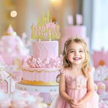 DFour Ever A Princ Cake Topper Princ 4th Birthday Party Decorations Castle Cake Decor Rose Gold Glitter For Four Years Old Girl Little Princ 4th Birthday Party Decor Plies - như hình ảnh - Xem 2