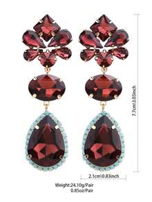 sehuoran 1 Pair Handmade Copper Alloy Welded Geometric Shape Teardrop Glass Crystal Dangle Earrings For Women