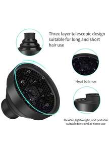 1 Máy sấy tóc khuếch tán màu đen, Phụ kiện khuếch tán có thể gập lại để sấy tóc nhanh và bảo vệ tóc, Dụng cụ thiết yếu cho cả gia đình và tiệm, Áp dụng cho vòi phun 1,575-1,968 inch (4-5 cm), Quà tặng năm mới - màu đen - Xem 8