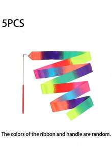 1/3/5 件装体操彩带棒，沙滩户外派对魔术棒和彩带礼品，闪亮渐变色韵律体操彩带，韵律体操彩带礼品飘带和旋转杆，艺术体操和芭蕾舞旋转彩带，是艺术舞蹈和体操表演的理想选择。 - 彩色 - 查看 15