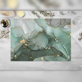 1pc/4pcs/8pcs Waterproof Abstract Green Marble Pattern Placemats, Table Mats, Themed Decor, Classic Minimalist Style, Home Kitchen Dining Table Decoration, Elegant Tabletop Accessories, Dining Room Decor, 12x18 Inches