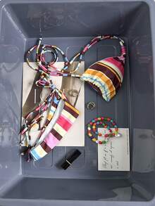 两件套卡通几何印花休闲可爱优雅性感波西米亚风系带比基尼，适合海滩度假、春夏假期 - 彩色 - 查看 2