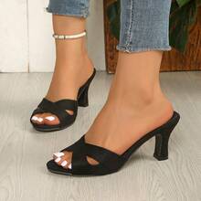 1 Paar einfarbige Kreuz-Riemen Strandschuhe - Schwarz - Übersicht 15