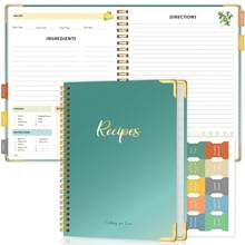 1本A4尺寸食谱笔记本，可容纳160个食谱，供您记录自己的食谱，全页螺旋装订精装本，个人食谱整理器，适用于工作和家庭，厨房必备，学校办公用品，成人礼物，教师礼物，母亲节礼物 - 彩色 - 查看 8