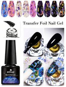 Mtssii 7ML Transfer Foil Gel Nail Polish, UV/LED Cured Clear Transfer Gel, For Nail Art Foil Stickers & Decals, Quick Transfer Pattern, Long Lasting, Salon Quality, Easy To Use For Home DIY Manicure & Nail Art LED Lamp Required - Clear - View 2