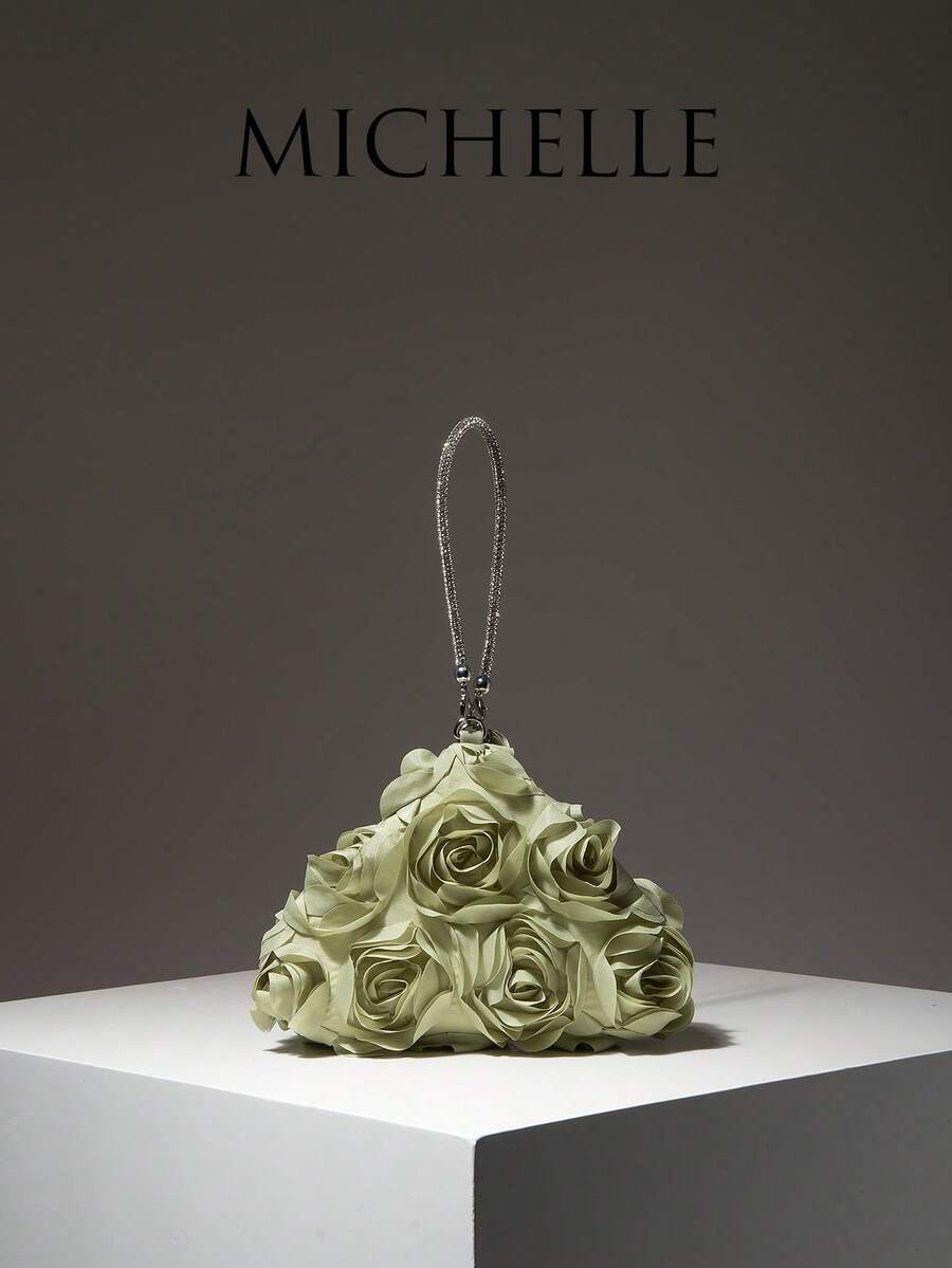 迷你钱包、伴娘包、花卉包、派对手拿包、派对配饰、创意包、婚礼用品、女士礼物、圣诞包、情人节包（图案随机） - 綠色 - 查看 1