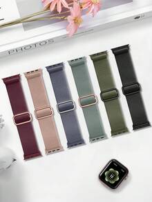 St.Siabe 1pc Adjustable Elastic Nylon Buckle Watch Band, 38mm 40mm 41mm 45mm 44mm 42mm 49mm, Soft Comfortable Breathable Wristband Replacement Strap Series For S10/9/SE/8/7/6/5/4/3/2/1 Smartwatch Accessories - Flash Black - View 2