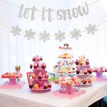 Let it Snow Snowflake/ Winter Theme/ Merry/ Party Decor Supplies/ Silver Glitter - Plateado - Ver 8