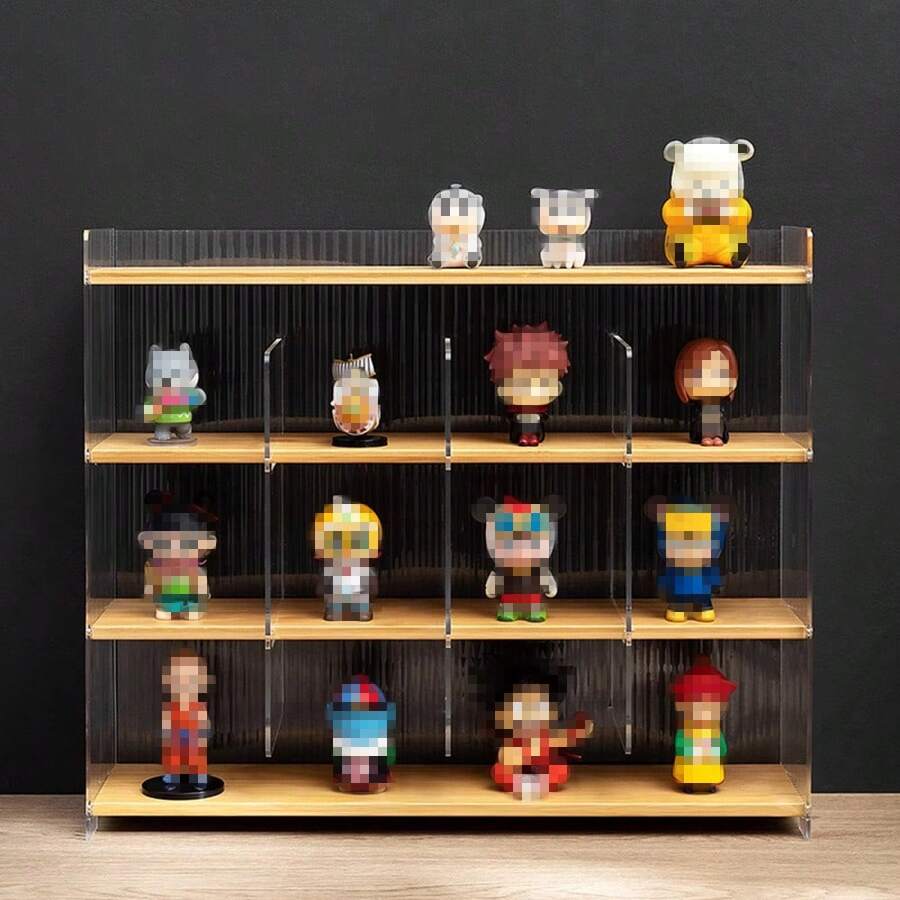 3-Tier Single Compartment Display & Storage Rack, Desktop Organizer For Action Figures, Water Bottles & Toys - Apricot - View 1