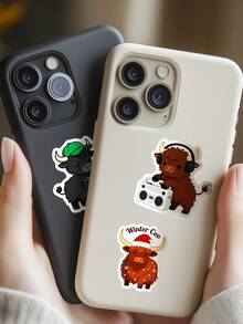 56 miếng dán hình gia súc vùng cao bằng nhựa vinyl thẩm mỹ dùng để dán sổ lưu niệm, nhật ký, máy tính xách tay, cản xe, ván trượt, bình nước, máy tính, điện thoại, phim hoạt hình, mũ bảo hiểm, nhãn dán và đề can ô tô - Nhiều màu - Xem 7