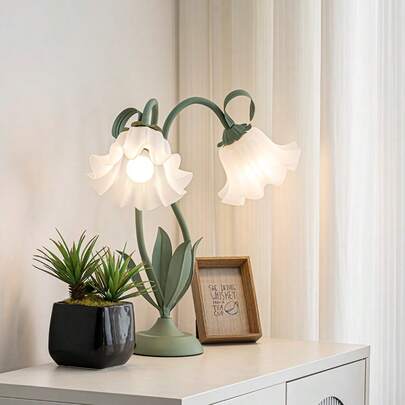 Tiworld 1pc Adjustable Flower Lamp With 3 Color Modes, Flexible Twist Design, Suitable As Nightlight, Table Lamp, Living Room Lamp, Bedroom Lamp, Home Decor Lamp (Color: Green, Includes Bulb)