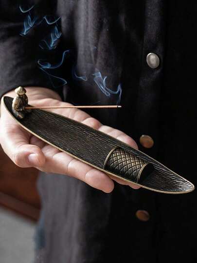 1pc Vintage Metal Fisherman Incense Burner, Home Decor Incense Holder, Suitable For Aromatherapy And Meditation, Alloy Wire Rack Can Fix Fisherman's Fishing Line, Also Applicable For Tea Ceremony And Indoor Use